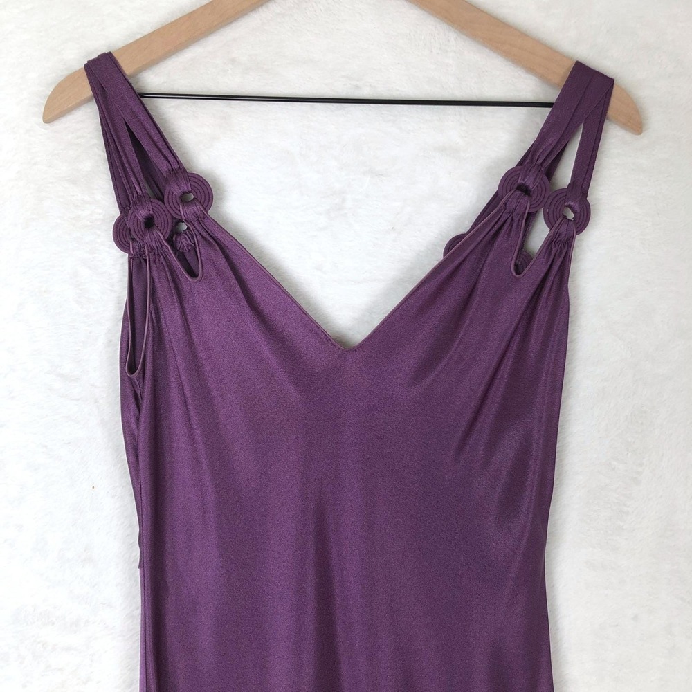 JOHN GALLIANO PARIS Bias Cut Gown + Tassel Scarf Sz 10 Purple Made in France EC - Picture 9 of 16